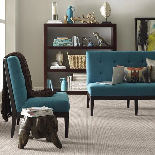 Blue couch and armchair from Horrigan Flooring Center in Westminster